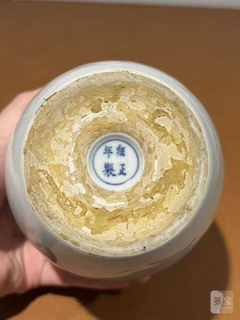 清雍正 白釉划花松竹梅纹太白罐 - 图12